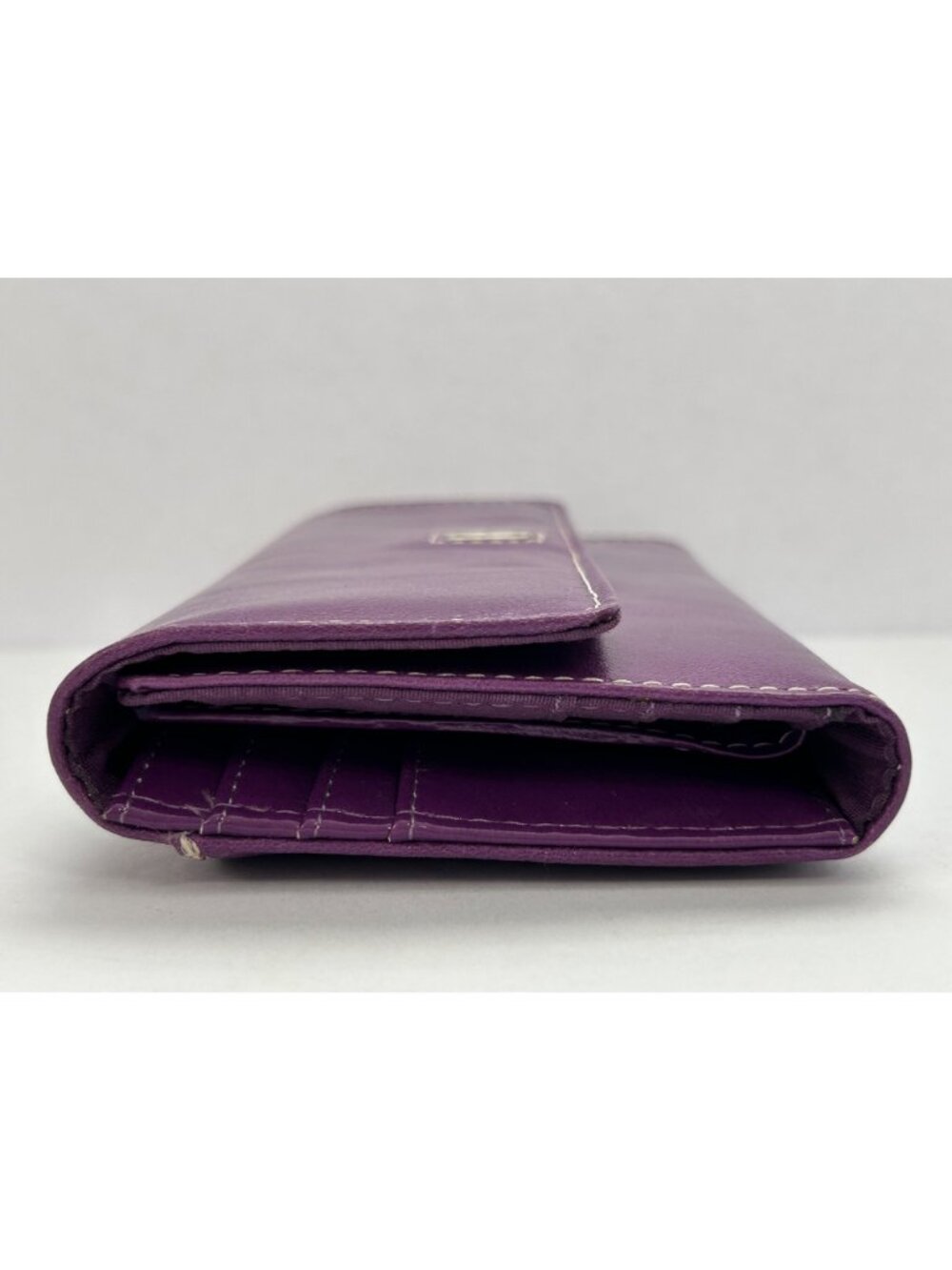 Giani Bernini Purple Leather Wallet Clutch Snap Closure Card Slots Zippered Coin - Picture 3 of 10